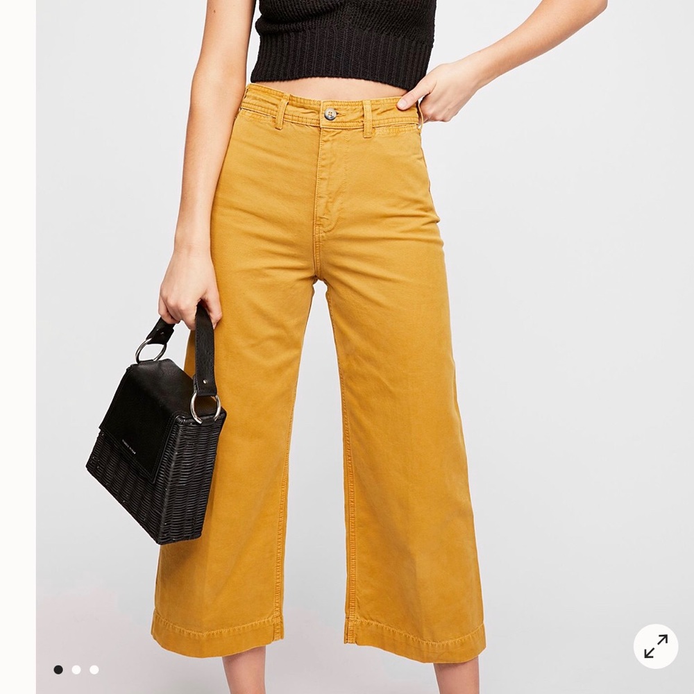Free People Yellow Wide Leg Pants